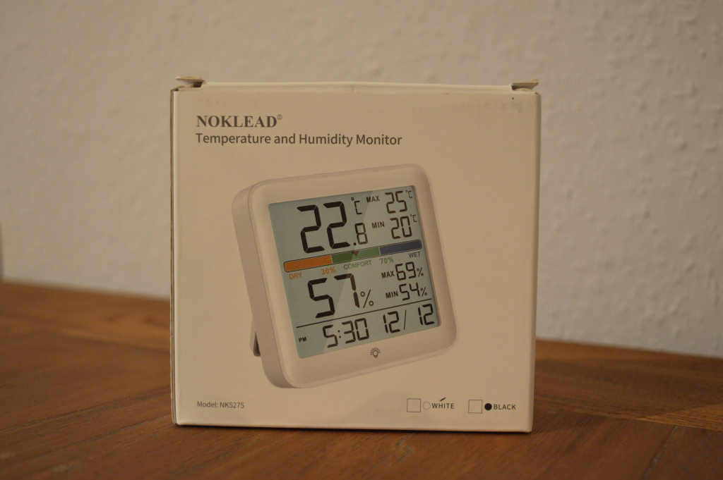 Noklead NK5275 Thermo-Hygrometer Karton Frontansicht