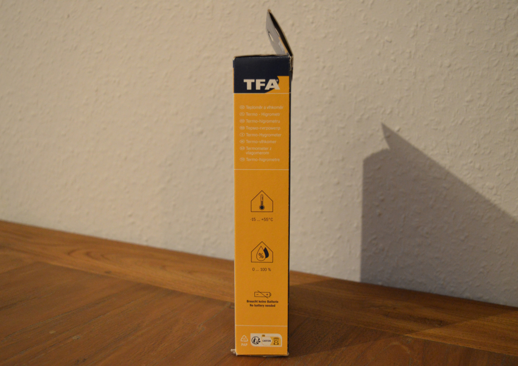 TFA Dostmann Präzisions Thermo-Hygrometer Verpackung Ansicht Rechts