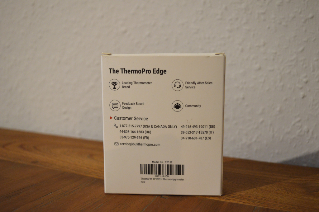 ThermoPro TP152 Thermo-Hygrometer Karton Rückseite